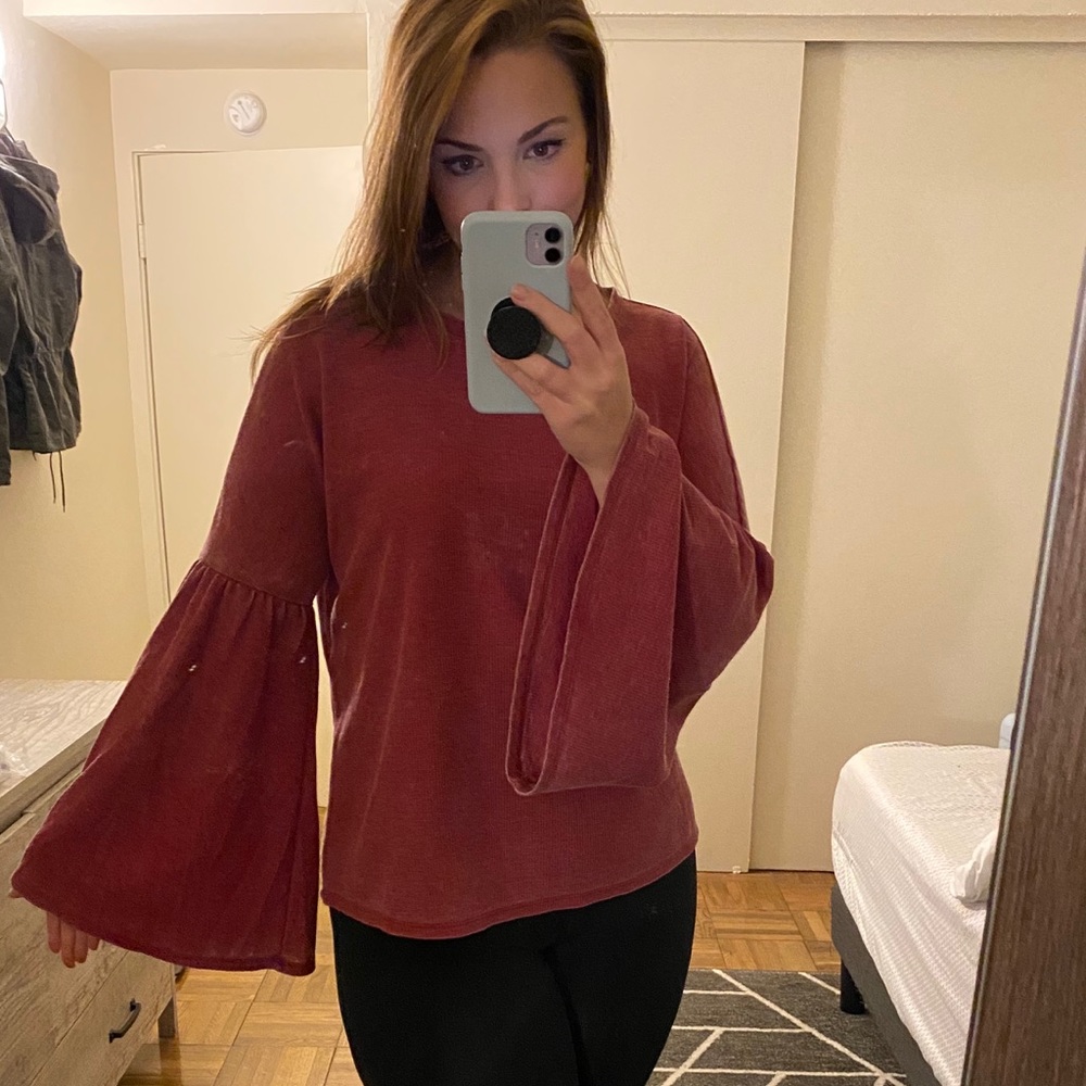 Rust Colored Bell Sleeve Top